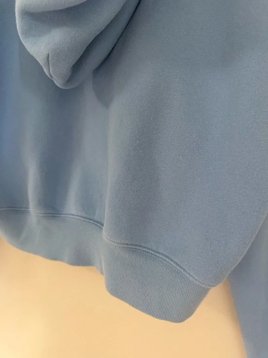 TNA Cozy Fleece Boyfriend Zip Up Hoodie Cropped Light Blue - Picture 5 of 14